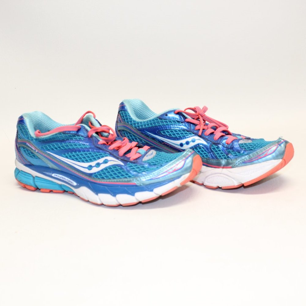 Saucony Ride 7 Running Shoes Turquoise Blue Coral OrangeS10241-1 Womens Size 9M - Picture 2 of 11